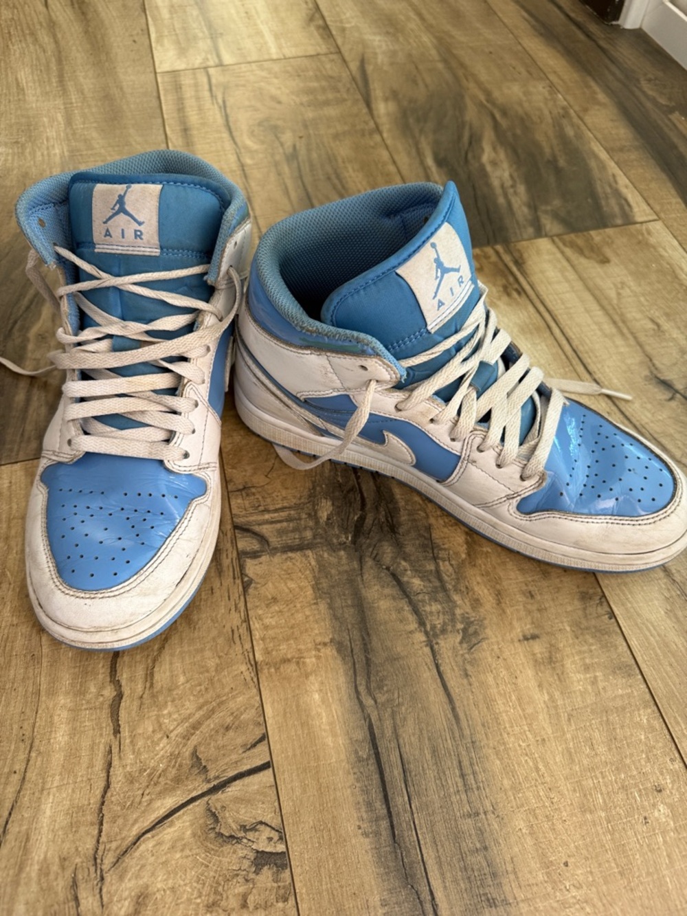 Jordan K Blue and White Mid-Top Sneakers
